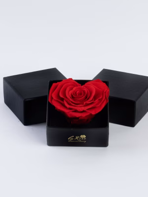 Heart-Shaped Preserved Rose – Black Gift Box (15-Unit Export Eight Box)