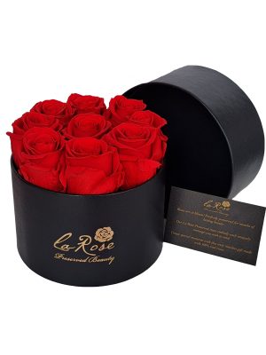 4. 9 Preserved Roses – Black Gift Box (6-Unit Export Eight Box)